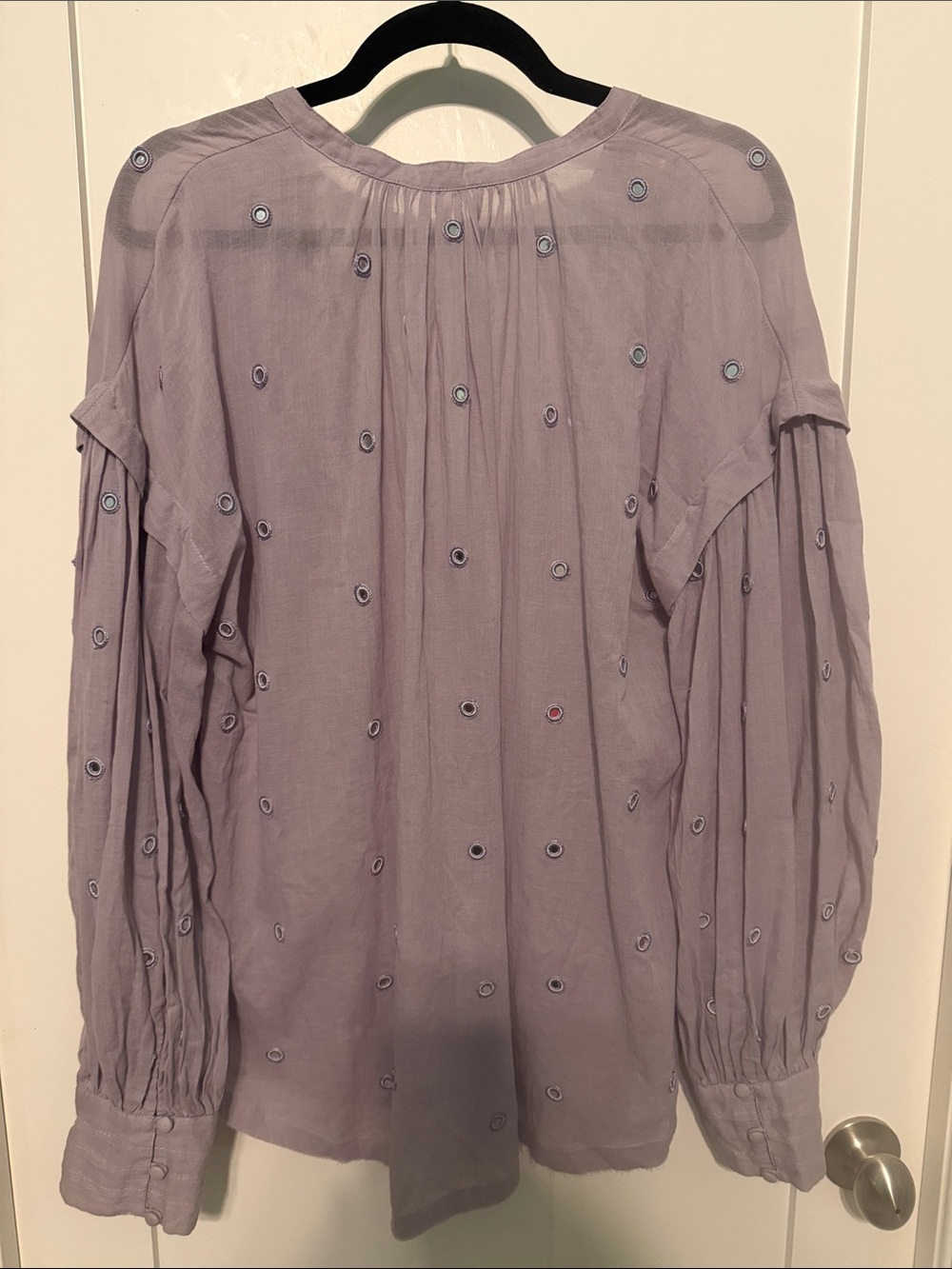 Free People 100% Cotton Lavender Silver Embellished Boho Tassel Tunic Size L - Picture 5 of 10